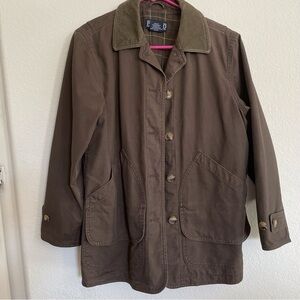 Canvas coat with corduroy collar
